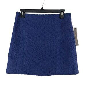NEW Cynthia Steffe‎ Navy Blue Eyelet Textured Pencil Skirt Preppy - Size 6